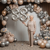 32 Inch Big Sliver Large Number 88 Mylar Foil Balloon For Helium &amp; Air Filled Premium Self Seal Ball