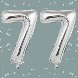 32 Inch Big Sliver Large Number 77 Mylar Foil Balloon For Helium &amp; Air Filled Premium Self Seal Ball