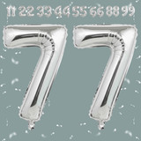 32 Inch Big Sliver Large Number 77 Mylar Foil Balloon For Helium &amp; Air Filled Premium Self Seal Ball