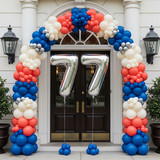 32 Inch Big Sliver Large Number 77 Mylar Foil Balloon For Helium &amp; Air Filled Premium Self Seal Ball