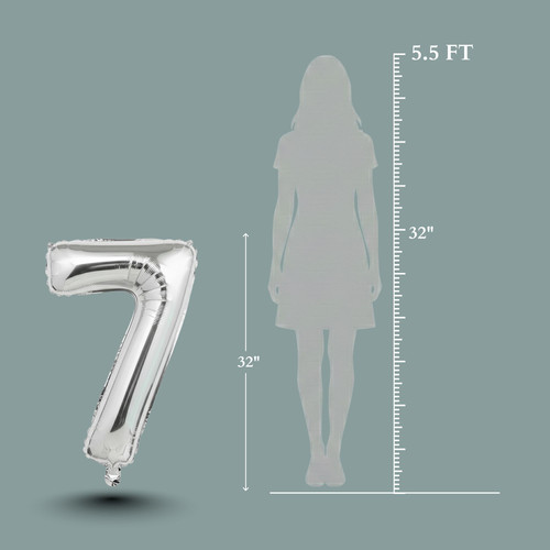 32 Inch Big Sliver Large Number 7 Mylar Foil Balloon For Helium & Air Filled Premium Self Seal Ballo.jpg