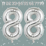 32 Inch Big Sliver Large Number 88 Mylar Foil Balloon For Helium &amp; Air Filled Premium Self Seal Ball