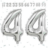 32 Inch Big Sliver Large Number 44 Mylar Foil Balloon For Helium &amp; Air Filled Premium Self Seal Ball
