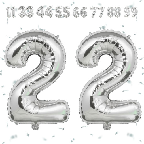 32 Inch Big Sliver Large Number 22 Mylar Foil Balloon For Helium & Air Filled Premium Self Seal Ball.jpg