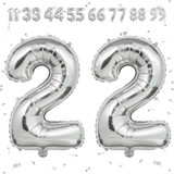 32 Inch Big Sliver Large Number 22 Mylar Foil Balloon For Helium &amp; Air Filled Premium Self Seal Ball
