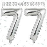 32 Inch Big Sliver Large Number 77 Mylar Foil Balloon For Helium &amp; Air Filled Premium Self Seal Ball