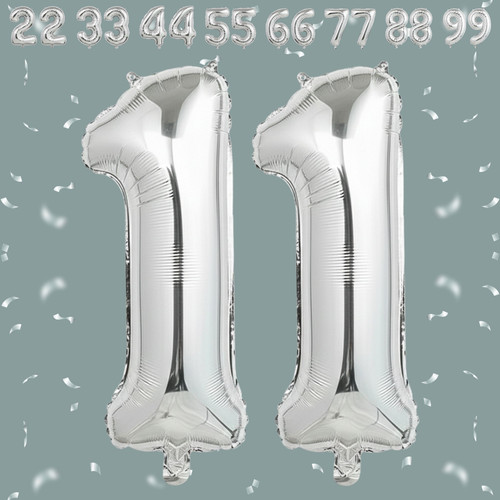32 Inch Big Sliver Large Number 11 Mylar Foil Balloon For Helium & Air Filled Premium Self Seal Ball.jpg