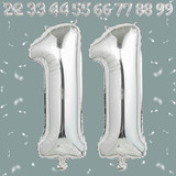 32 Inch Big Sliver Large Number 11 Mylar Foil Balloon For Helium &amp; Air Filled Premium Self Seal Ball