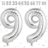 32 Inch Big Sliver Large Number 99 Mylar Foil Balloon For Helium &amp; Air Filled Premium Self Seal Ball