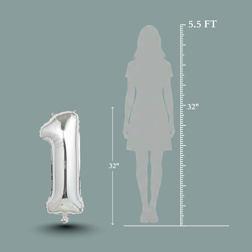32 Inch Big Sliver Large Number 1 Mylar Foil Balloon For Helium & Air Filled Premium Self Seal Ballo.jpg