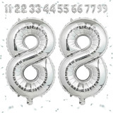 32 Inch Big Sliver Large Number 88 Mylar Foil Balloon For Helium &amp; Air Filled Premium Self Seal Ball