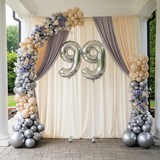 32 Inch Big Sliver Large Number 99 Mylar Foil Balloon For Helium &amp; Air Filled Premium Self Seal Ball