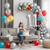 32 Inch Big Sliver Large Number 11 Mylar Foil Balloon For Helium &amp; Air Filled Premium Self Seal Ball