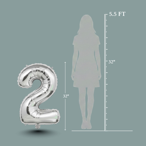 32 Inch Big Sliver Large Number 2 Mylar Foil Balloon For Helium & Air Filled Premium Self Seal Ballo.jpg
