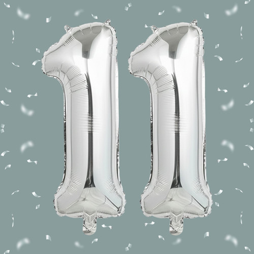 32 Inch Big Sliver Large Number 11 Mylar Foil Balloon For Helium & Air Filled Premium Self Seal Ball.jpg
