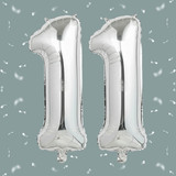 32 Inch Big Sliver Large Number 11 Mylar Foil Balloon For Helium &amp; Air Filled Premium Self Seal Ball