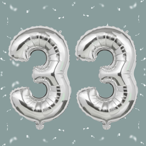 32 Inch Big Sliver Large Number 33 Mylar Foil Balloon For Helium & Air Filled Premium Self Seal Ball.jpg