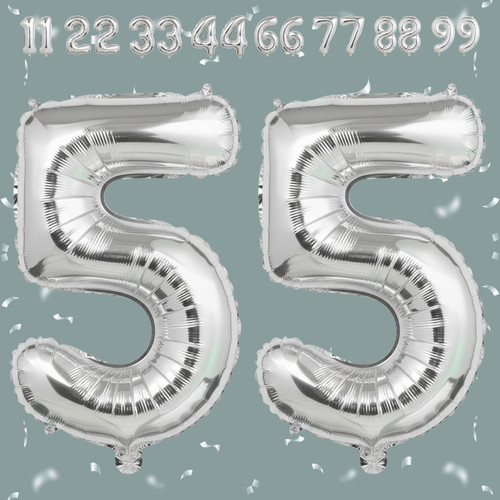 32 Inch Big Sliver Large Number 55 Mylar Foil Balloon For Helium & Air Filled Premium Self Seal Ball.jpg