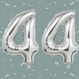 32 Inch Big Sliver Large Number 44 Mylar Foil Balloon For Helium &amp; Air Filled Premium Self Seal Ball