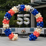 32 Inch Big Sliver Large Number 55 Mylar Foil Balloon For Helium &amp; Air Filled Premium Self Seal Ball