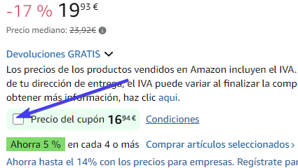 captura de pantalla de ayuda para conseguir la oferta temporal
