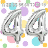 32 Inch Big Silver Large Number 44 Mylar Foil Balloon For Helium &amp; Air Filled Premium Self Seal Ball