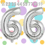 32 Inch Big Silver Large Number 66 Mylar Foil Balloon For Helium &amp; Air Filled Premium Self Seal Ball