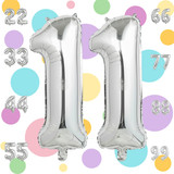 32 Inch Big Silver Large Number 11 Mylar Foil Balloon For Helium &amp; Air Filled Premium Self Seal Ball