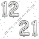 32 Inch Big Sliver Large Number 12 21 Mylar Foil Balloon For Helium &amp; Air Filled Premium Self Seal B
