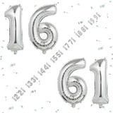 32 Inch Big Sliver Large Number 16 61 Mylar Foil Balloon For Helium &amp; Air Filled Premium Self Seal B