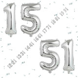 32 Inch Big Sliver Large Number 15 51 Mylar Foil Balloon For Helium &amp; Air Filled Premium Self Seal B