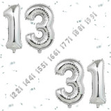 32 Inch Big Sliver Large Number 13 31 Mylar Foil Balloon For Helium &amp; Air Filled Premium Self Seal B