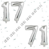 32 Inch Big Sliver Large Number 17 71 Mylar Foil Balloon For Helium &amp; Air Filled Premium Self Seal B