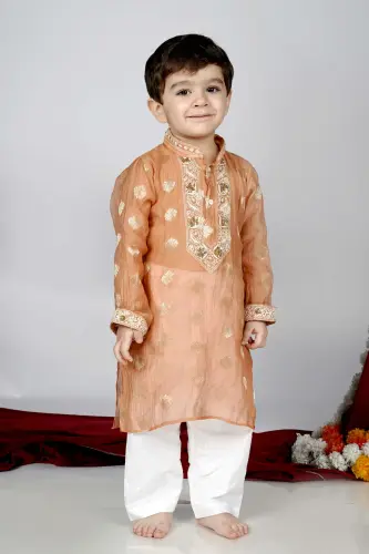 Premium Chikankari Zari Booti Chanderi Kurta Pajama Outfit.webp