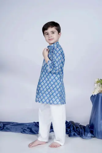 Chikankari Jaipuri Kurta Pajama for Boys Traditional Wear.webp