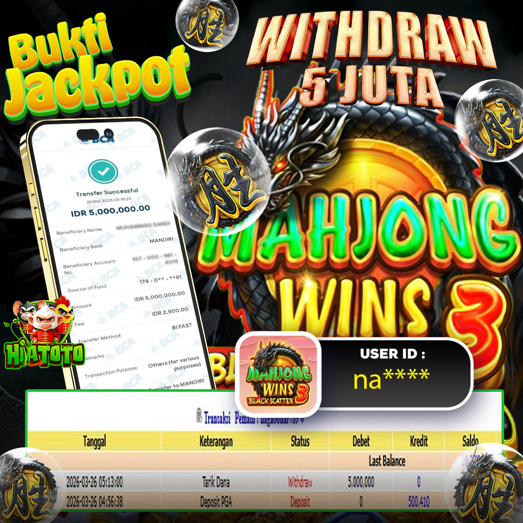 HIATOTO JACKPOT!!! Jackpot MAHJONG WIN BLACK SCATTER  Sebesar Rp 5.000.000 Juta Di Bayar Lunas!