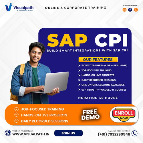 Visualpath hosts an exhaustive SAP CPI Training through our interactive online learning platform. We offer corporate training solutions to help a global audience modernize their tech stack. This SAP Cloud Integration Training follows the latest BTP standards. You will also gain proficiency through our detailed SAP CPI Course Online. Transform your professional development career path today. Call +91-7032290546.
Visit: https://www.visualpath.in/sap-cpi-training.html 
WhatsApp: https://wa.me/c/917032290546
Visit our Blog: https://visualpathblogs.com/sap-cpi/
