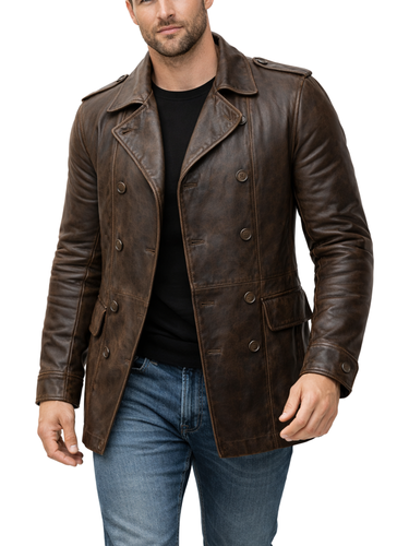 Mens Vintage Brown Leather Blazer 1.png