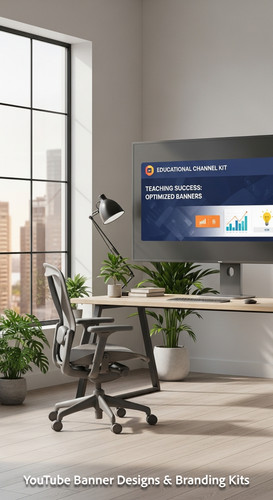 A bright studio with a large window a monitor showing an educational channel kit overlay text Teachi.jpg