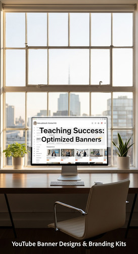 A bright studio with a large window a monitor showing an educational channel kit overlay text Teachi.jpg