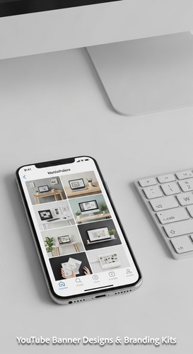 A clean desk with a gold paperclip and a phone showing a cohesive thumbnail set overlay text Product.jpg