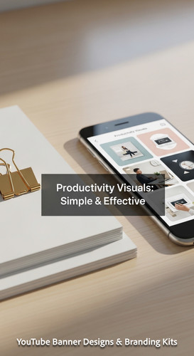 A clean desk with a gold paperclip and a phone showing a cohesive thumbnail set overlay text Product.jpg