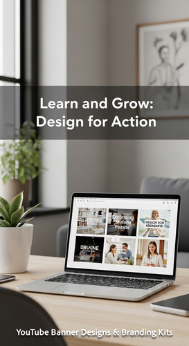 A bright home office with a laptop displaying an educational tutorial thumbnail set overlay text Lea.jpg