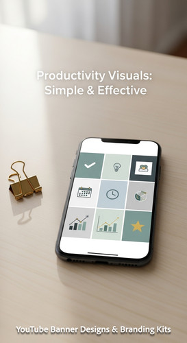 A clean desk with a gold paperclip and a phone showing a cohesive thumbnail set overlay text Product.jpg
