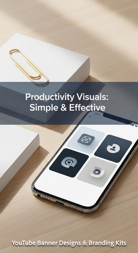 A clean desk with a gold paperclip and a phone showing a cohesive thumbnail set overlay text Product.jpg