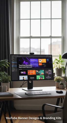 A bright studio with a large window a monitor showing an educational channel kit overlay text Teachi.jpg