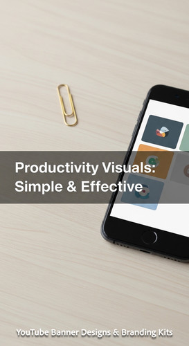 A clean desk with a gold paperclip and a phone showing a cohesive thumbnail set overlay text Product.jpg
