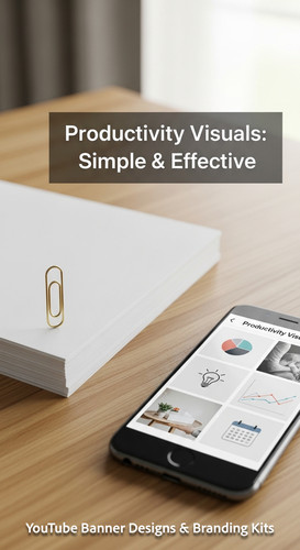 A clean desk with a gold paperclip and a phone showing a cohesive thumbnail set overlay text Product.jpg