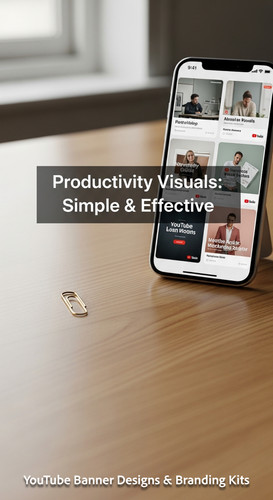 A clean desk with a gold paperclip and a phone showing a cohesive thumbnail set overlay text Product.jpg