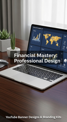 A highend desk with a laptop displaying a cohesive wealth channel kit overlay text Financial Mastery.jpg